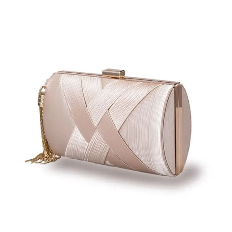 

Long-term Imitated Silk Fabric Sunken Stripe Tassels Clutch Evening Bag Banquet Bag Shoulder Bag Shoulder Bag