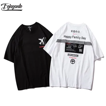

FOJAGANTO Men T Shirt Streetwear High Quality Men's Hip Hop T-Shirt Chinese Letter Printed Fashion Cotton Tops Male Tees