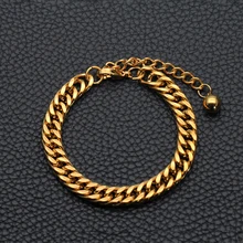 Бусины золотые цепи браслеты мужские из нержавеющей стали кубинские звенья цепи на руку серебряные браслеты панк хип хоп подарки для мужчин оптом