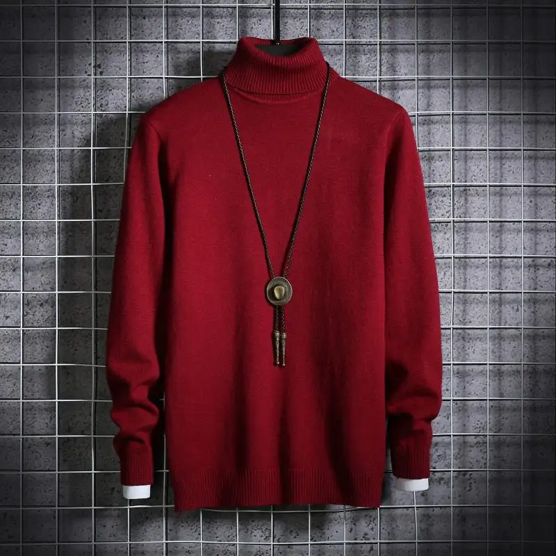

2021 men's new high neck pullover sweater men Korean knit sweater