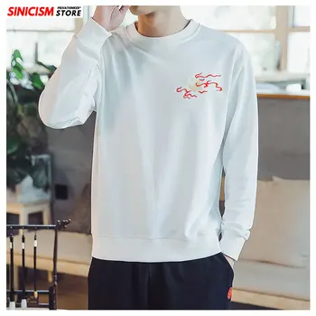 

Sinicism Store Men's Embroidery Black Streetwear Hoodies Men Autumn Slim-fit Pullover Tops Male O-Neck Oversize Sweatshirts 5XL