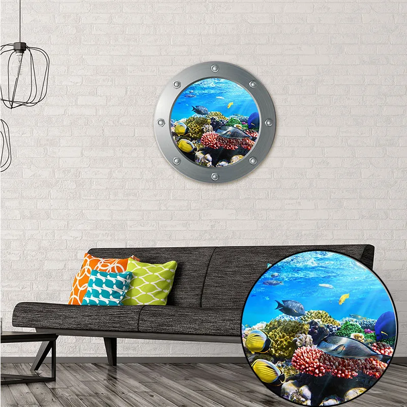 3D Window Wall Stickers Home Decoration DIY Mural Sealife Shark Art Animal Decal 