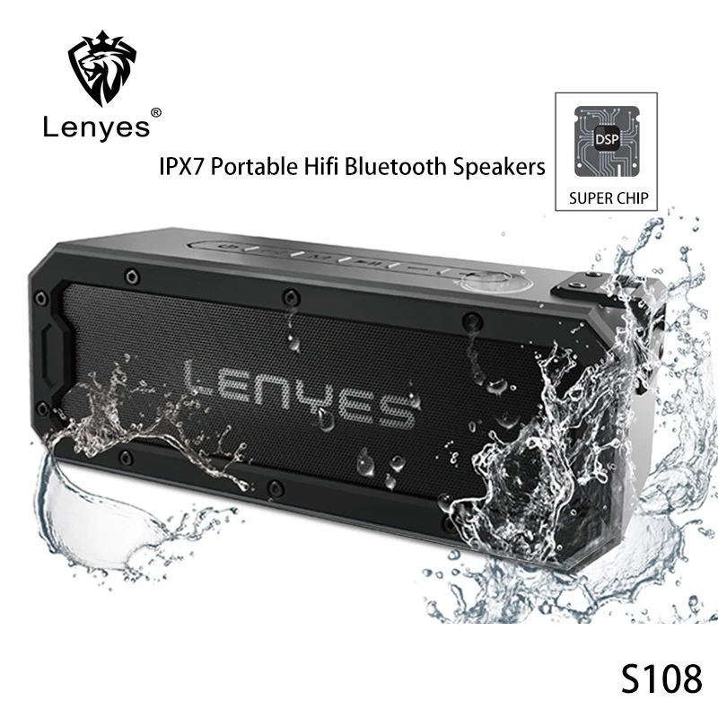 Lenyes 40 Вт IPX7 Bluetooth динамик портативный беспроводной сабвуфер тяжелый бас открытый HIFI TWS стерео музыкальный плеер громкий динамик S108
