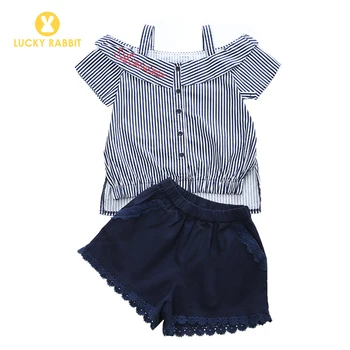 

2019 Summer Children Girls Black Two Piece HolidayTop And Short Pants Set Strapless Shoulder Matching Top And Bottom Outfit