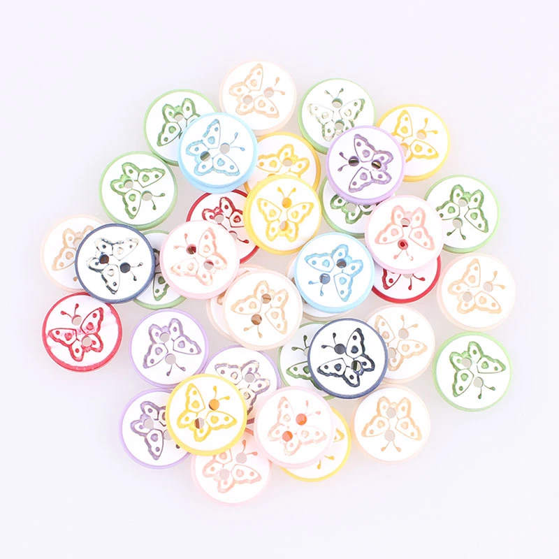 Смешанные пуговицы-Бабочки из АБС-пластика с 2 отверстиями Рождественский Декор