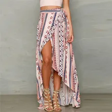 Юбки для женщин Женская Высокая мода богемный принт молния полосы Сплит Тюль Женская миди юбка Повседневная и элегантная мягкая
