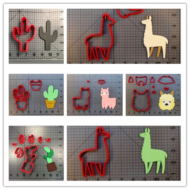 3D печатные пластиковые Llama формочки для печенья помадка кактус DIY Формочки для печенья набор
