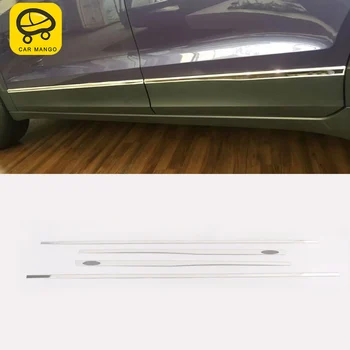 

CARMANGO Car Styling Door Gate Sill Decoration Chrome Cover Frame Trim Sticker Exterior Accessories for Volkswagen T-CROSS 2019