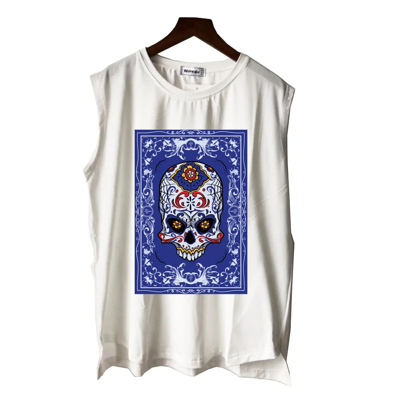 Майка с принтом черепа для мужчин и женщин Классическая тенниска без рукавов в