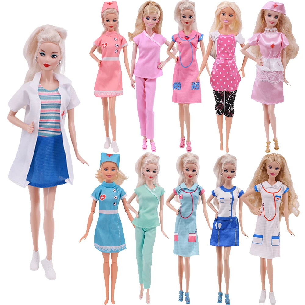 plush card holder id sleeves african sponge bus postcard visible clip girl nurse badge Barbies Doll Clothes Fashion Nurse/Stewardess Uniform Set New Dress Fit 11.8 Inch Barbies Girl Dolls,30Cm BJD Doll,Toys For Girl