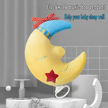 

Infant Baby Cartoon Bed Hanging Crib Moving Bed Clockwork Music Box Moon Doll Baby Rattles