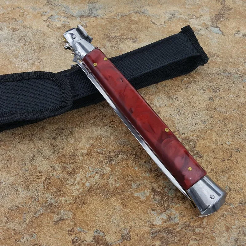 Итальянский мафиозный 13 дюймов 440c акриловый одиночный тактический складной нож для самообороны edc Походный нож охотничьи ножи Рождественский подарок