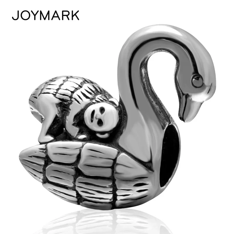 

Античная тоновая обезьянка на лебедь, задняя часть, подлинные европейские серебряные бусины, DIY ювелирные аксессуары SAPB3129