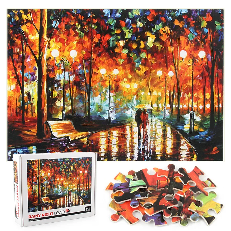 1000 Piece Jigsaw Puzzle Adults Decompression Games Romantic Walking in the Rain 