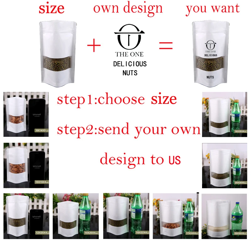 

Kraft paper LOGO printing 1pcs gift bag High Quality Kraft Paper Coffee Bean Bags Zipper Pouch Heat Seal Retail Bags