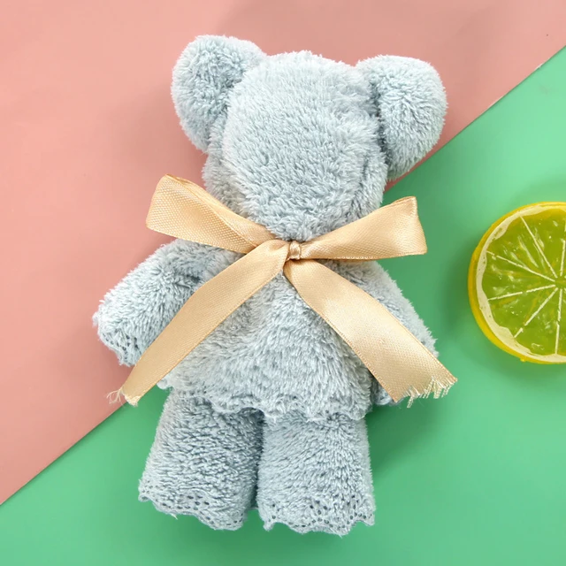 NEW Coral Velvet Bear Shape Hand Towel Face Washing Towel Super Absorbent Comfort Towels Baby Shower Party Wedding Gifts 35x75cm Light Green