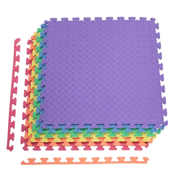 

54 Pcs Household Anti-Skid Moisture-Proof Eva Environmental Protection Ground Mat Fitness Mat Leaf Pattern Six Colors
