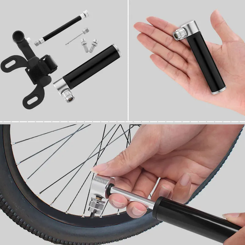New Mini Portable Bicycle Pump Bicycle Accessory Aluminum Alloy Tire Air Inflator Pump Mountain Bike Bicycle Basketball Football