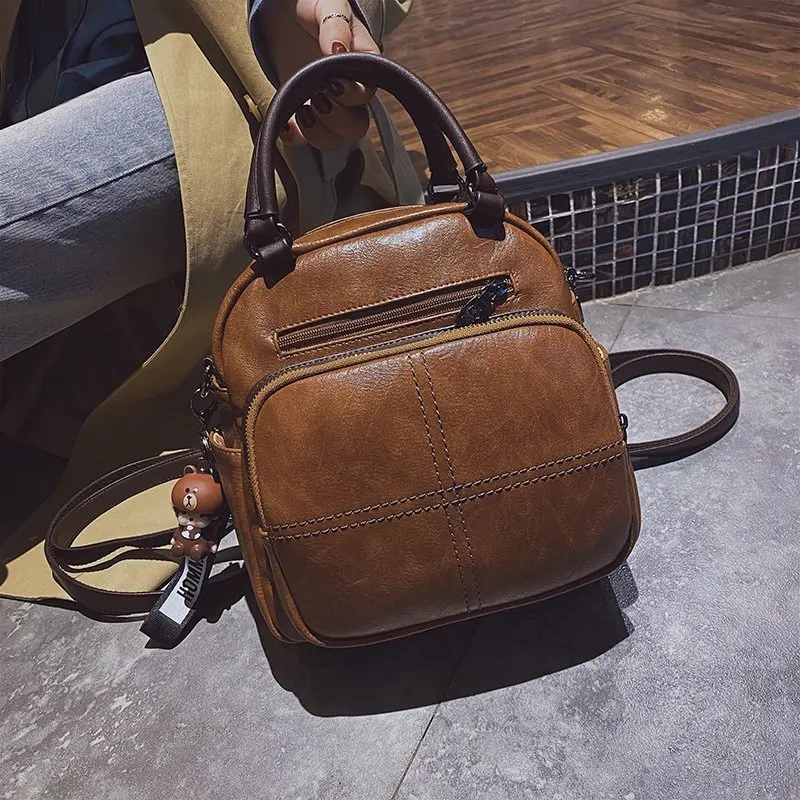 

2020 Autumn And Winte Soft Leather Backpack For Women Classic Solid Shoulder Bag Ladies Travel Bagpack Fashion School Sac a Dos