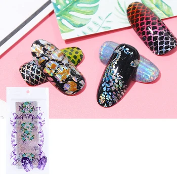 

16 sheet/Set Mix White Lace Nail Art Transfer Foils Holographic Flowers Designs Nail Stickers Decal Wraps Decoration Manicure