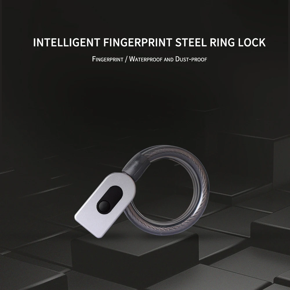 

Hot New Intelligent Fingerprint Steel Ring Lock Bicycle Anti-theft Lock Highway Vehicle Steel Cable Lock Black GQ10F
