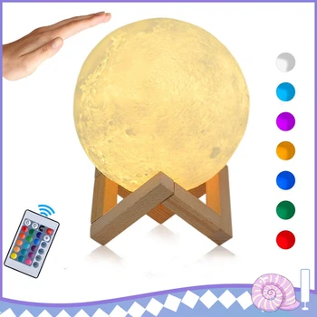 

3D Print Moon lamp Moon light USB LED Color Yellow / Cool White Rechargeable Touch Sensor Table Desk Lamp
