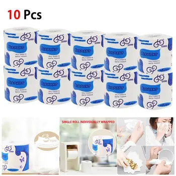

10 Rolls Toilet Paper Bulk Rolls Bath Tissue Bathroom Soft 3 Ply Household White