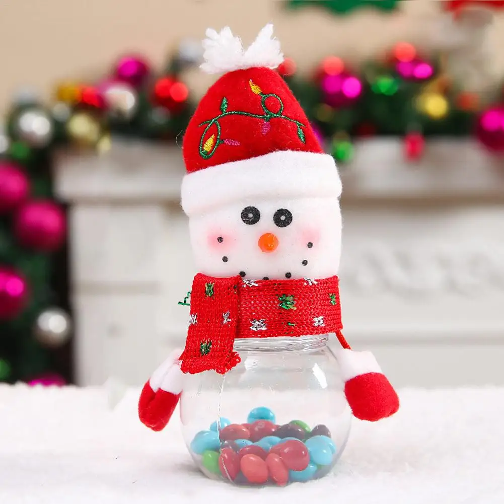 Рождественские детские банки для конфет, снеговик, олень, орнамент, реквизит, Подарочные вечерние прозрачные банки