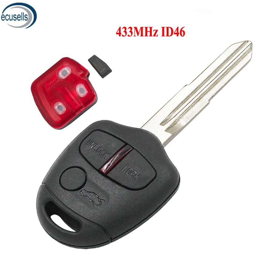 

3 Buttons Smart Remote Control Key Fob 433mhz With ID46 Chip for Mitsubishi Lancer EX Right Blade