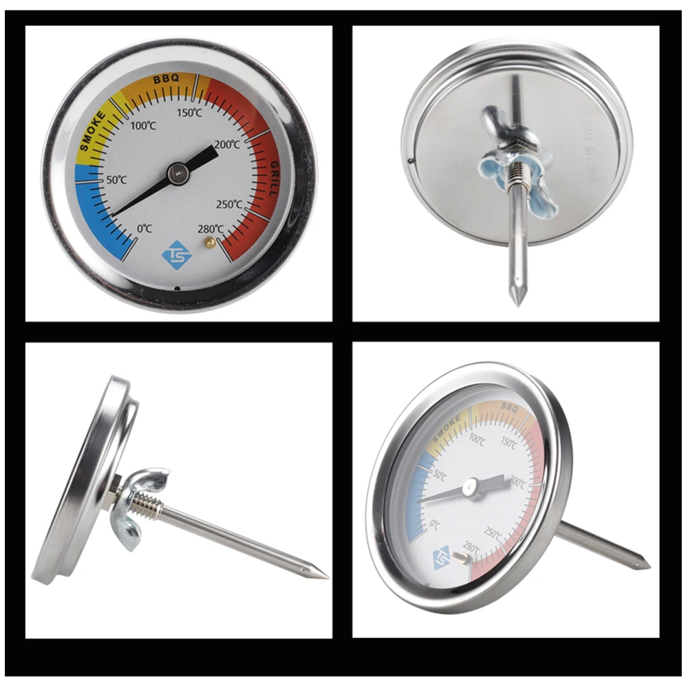 Barbecue Thermometer KKmoon Stainless Steel Thermometer Bi-Metal Thermometer Dial 0~280℃ for Grill Barbecue Smoker Oven
