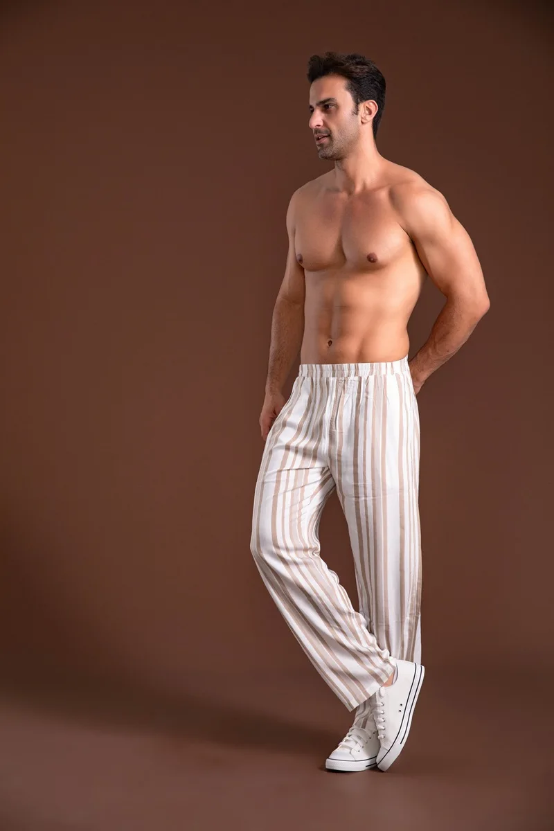 pink silk pajamas Mens Pajama Pants Casual Home Suit Sleep Bottoms Stripe Wear Outside Thin Man Trousers Loose Breathable Big Size Cp Pyjama Pants black pajama pants