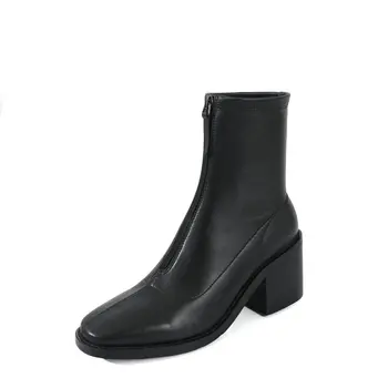 

Elegant Shoes Woman Autumn Winter Round Toe Thick Heels Boots Boots 2021 New Concise Wedding Night Club Ankle Boots