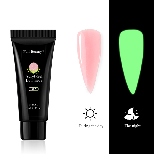 Glowing In Dark Poly UV Extension Gel Luminous Acrygel For Nail Neon Design Reflective Varnishes For Manicure Decor FB1832