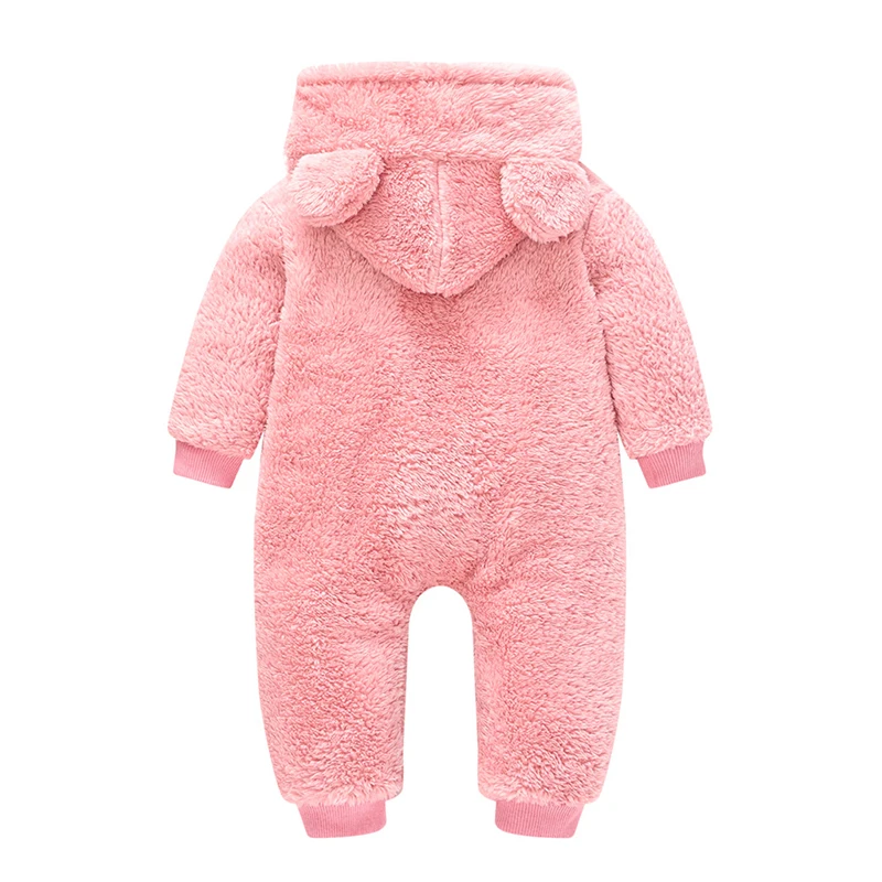 Cute Plush Bear Baby Rompers Toddler Girl Overall Jumpsuit Spring Autumn Hooded Zipper Baby Boys Romper Infant Crawling Clothing baby bodysuit dress