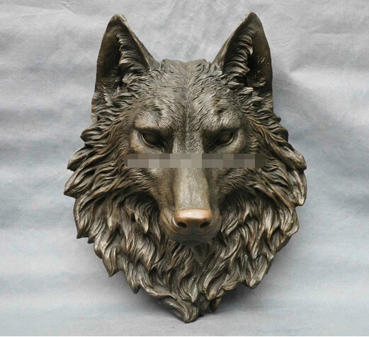 ---415+++16 Bronze Animal Violent Wolf head Art Sculpture Statue | Дом и сад