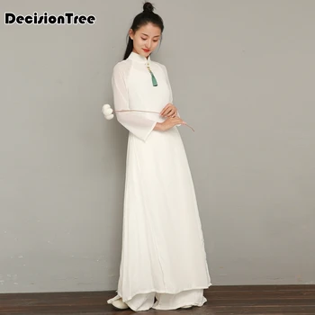 

2020 woman solid white aodai vietnam traditional clothing ao dai vietnam dress vietnam costumes improved cheongsam dress