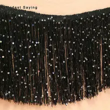 5 ярдов черный 20 см блестки бахрома обрезанная лента шитье из кружева отделочная кисточка латинское платье вечерние платья аксессуары для одежды