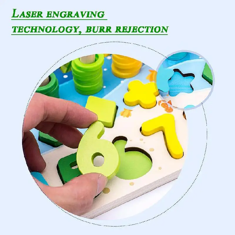  Montessori Toys New Cognition Match Preschool Wooden Count Geometric Shape Math Board Early Educati - 4000317612772