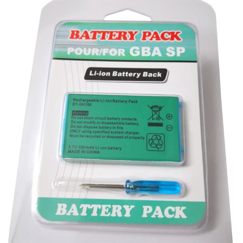 Rechargeable battery 850mAh Rechargeable Lithium-ion Battery Pack with Screwdriver Compatible with Game Boy Advance GBA SP