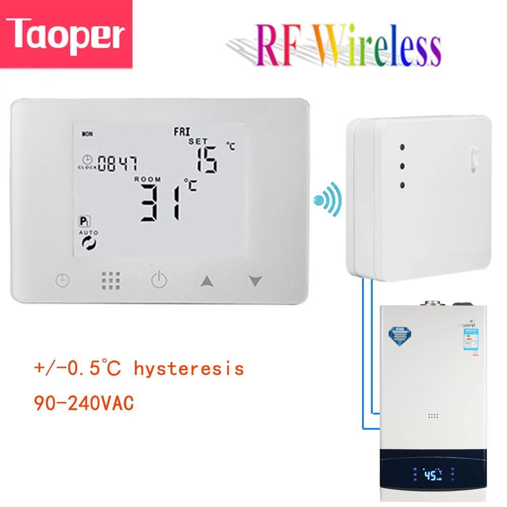 RF Беспроводной комнатный термостат для бытовой газовый котел бойлер водонагреватель/система напольного отопления воды Smart программируемый Температура контроллер 230V 110V