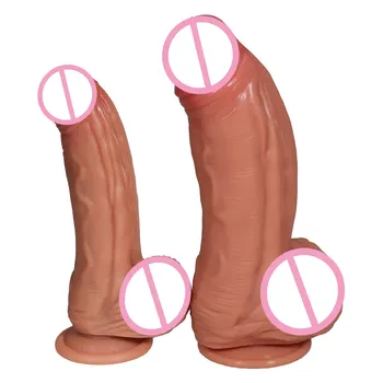 Sexy Big Dick Huge Dildo Female Masturbator Super Soft Realistic Penis Dildo Double-layer Silicone Suction Cup Dildos For Women 1