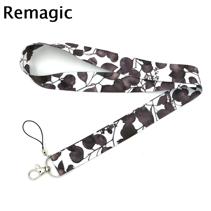Black and white petals Neck Strap Lanyards ID badge card holder keychain Mobile Phone Gift Ribbon webbing necklace gifts | Дом и сад