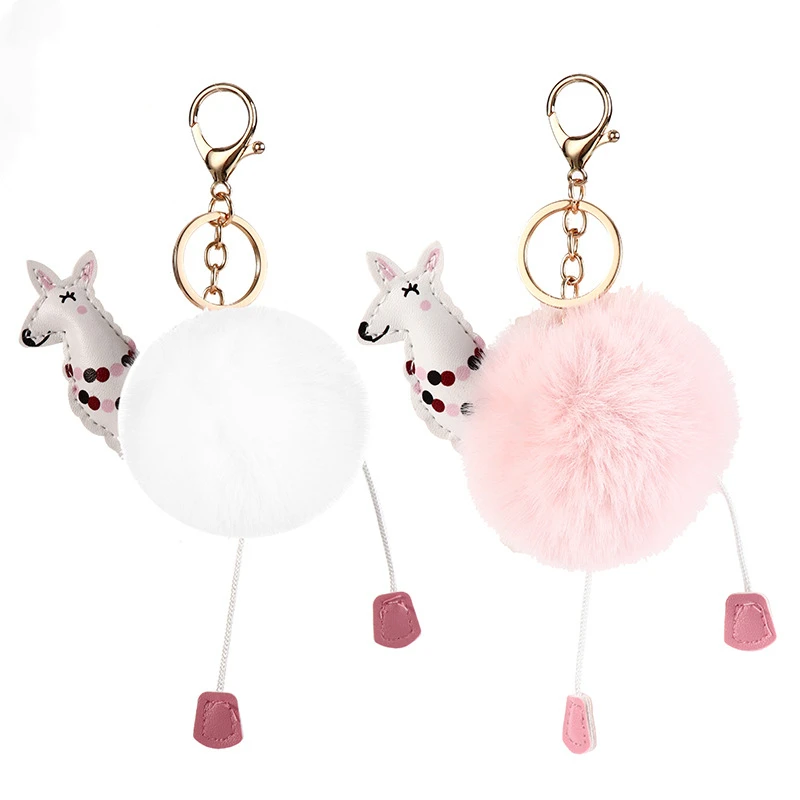 New Kawaii Alpaca Plush Keychain Pompom Lama Rabbit Fur Ball Handbag Pendant Car Decoration Gifts |
