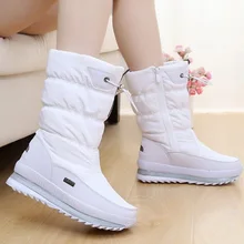 Модные женские туфли зимние высокие сапоги upper boots из искусственной кожи водонепроницаемые теплые зимние сапоги с жесткой подошвой прошитой подошве; теплые зимние плюшевые сапоги до середины икр, с 3 цвета