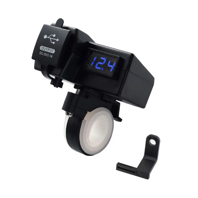 OOTDTY Водонепроницаемый 12V мотоциклов 5V 2.1A Dual USB кабель для мобильного телефона для Зарядное устройство светодиодный вольтметр автомобиля Зарядное устройство