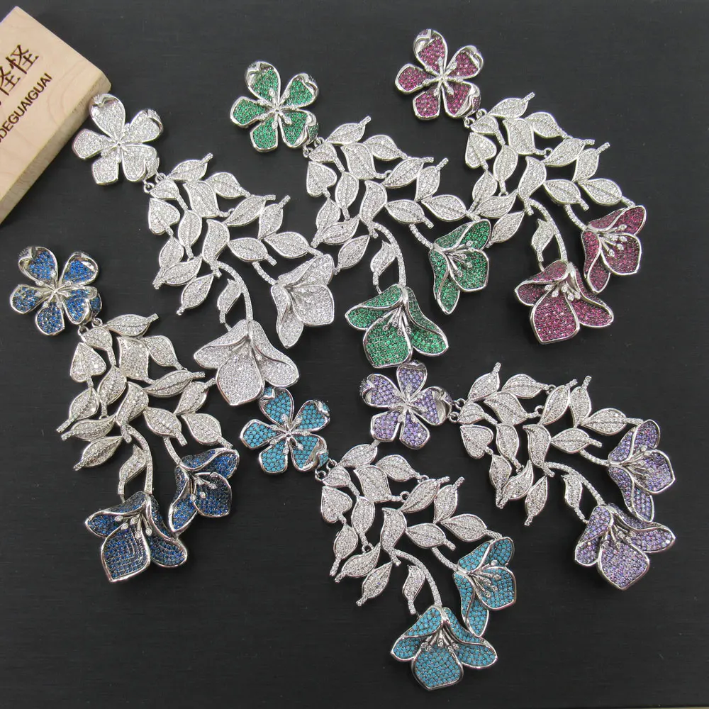 

APDGG 40x85 мм Кулон из циркония с покрытием из белого золота, Flowe соединитель для ожерелья, подвески, ювелирные изделия «сделай сам», Ювелирная фурнитура