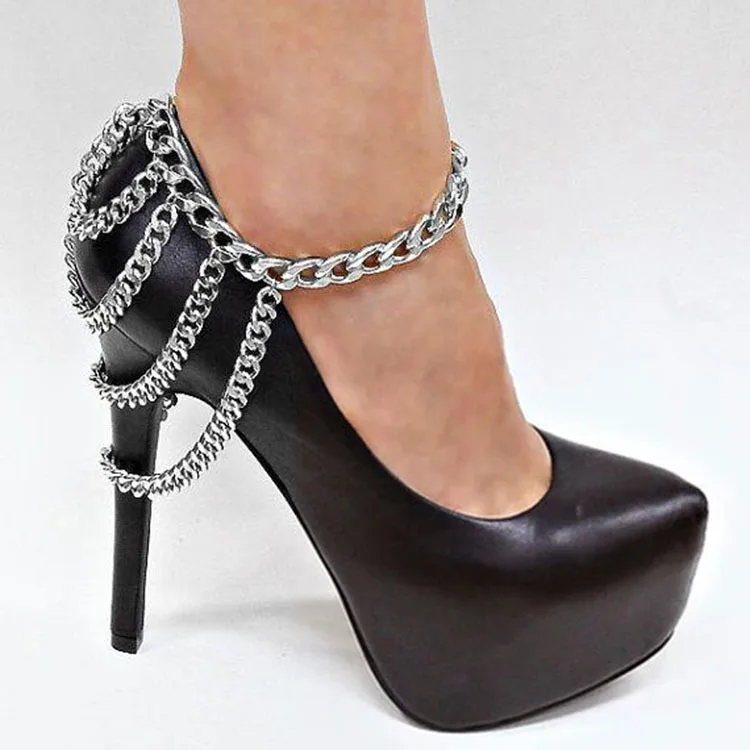 

E0018 Europe And America Popular Ornament Heavy Metal Chain Collocation High Heel Shoes Three Layer Anklet Ankle Ring