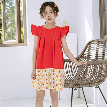 

Petal Sleeve Dresses For Baby Girls Cotton Patchwork Party Dress Kids Clothing Teenage Girls Dresses Summer 2020 Clothes 6 8 10Y