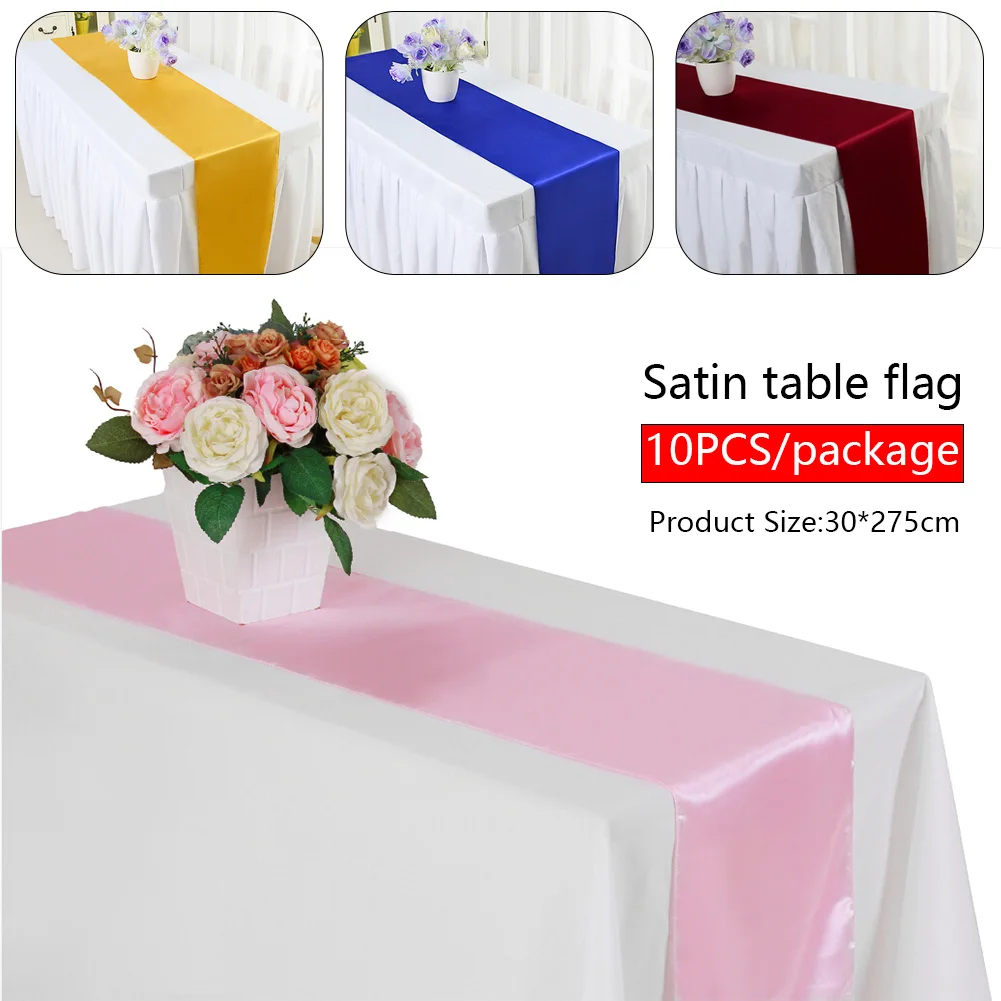 10PCS Mordern Christmas Table Runner For Wedding Marriage Banquet Party Satin Table Runners Dinning Table Decoration 30x275cm