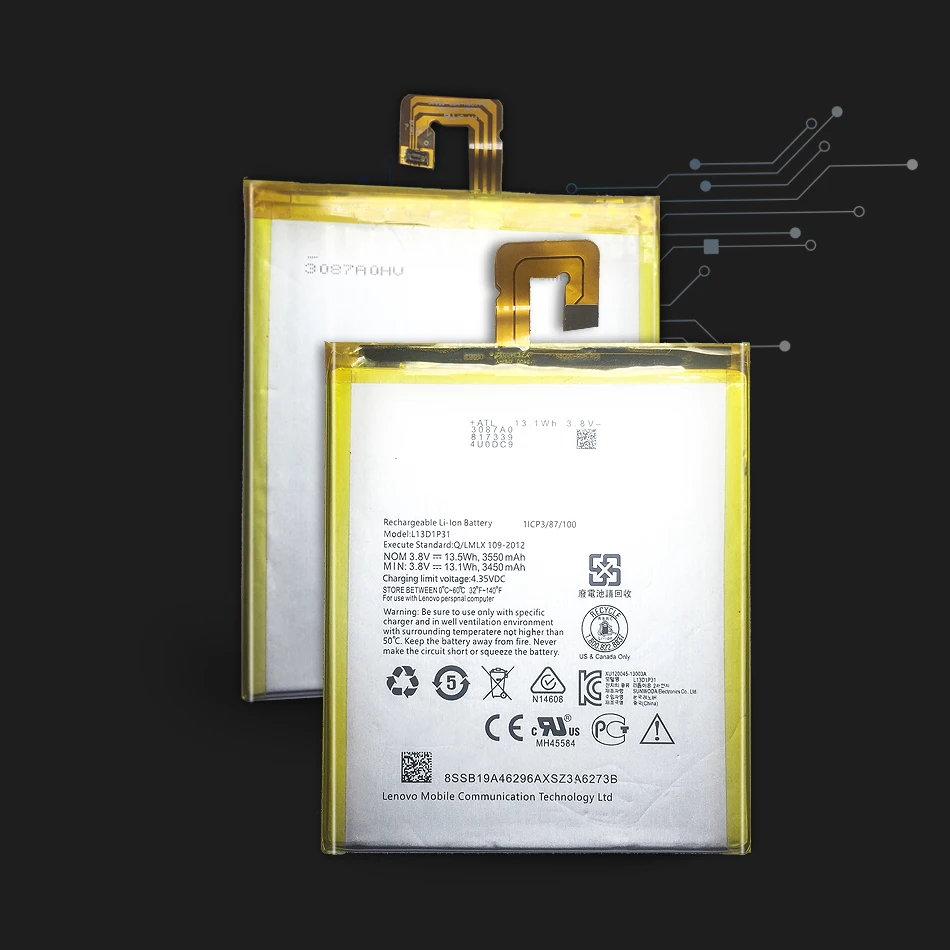 Аккумулятор для Lenovo LePad S5000 S5000H Pad A3500 Tablet PC L13D1P31 Tab 2 A7-30 аккумулятор 3450-3550 мАч